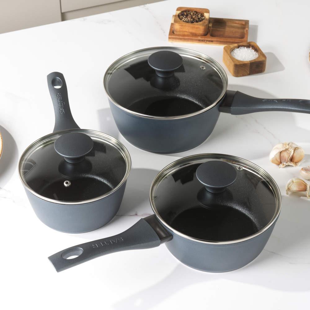 Salter Excellence 3-Piece Saucepan Set – Non-Stick Coating