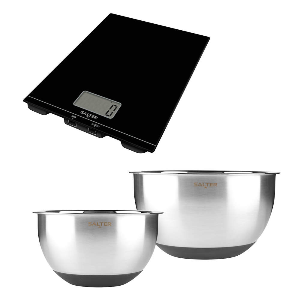 salter Expert Mixing Bowls & Digital Kitchen Scale Set