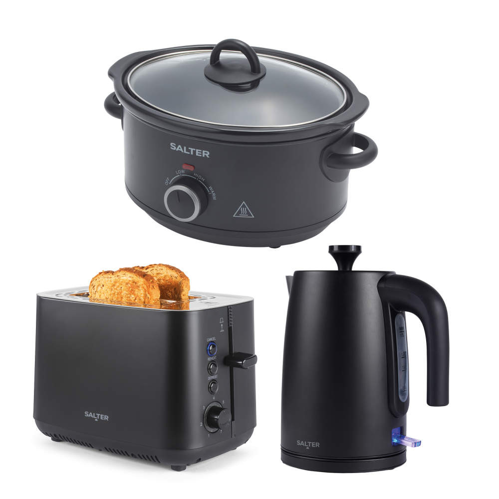 salter Kuro Kettle 2-Slice Toaster & 3.5L Slow Cooker - Black