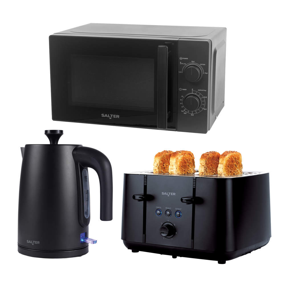 salter Kuro Kettle 4-Slice Toaster and Microwave - Black