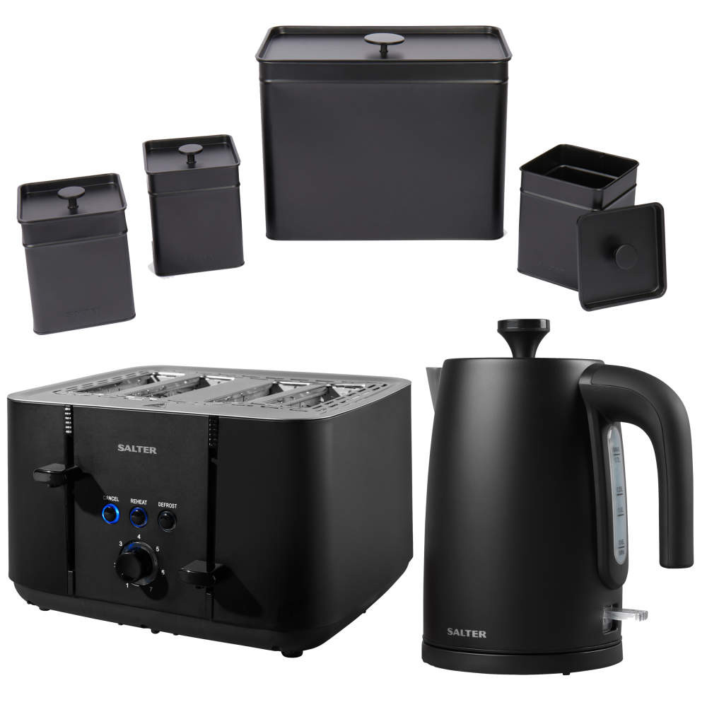 salter Kuro Kettle & Toaster Set - with Canisters & Bread Bin
