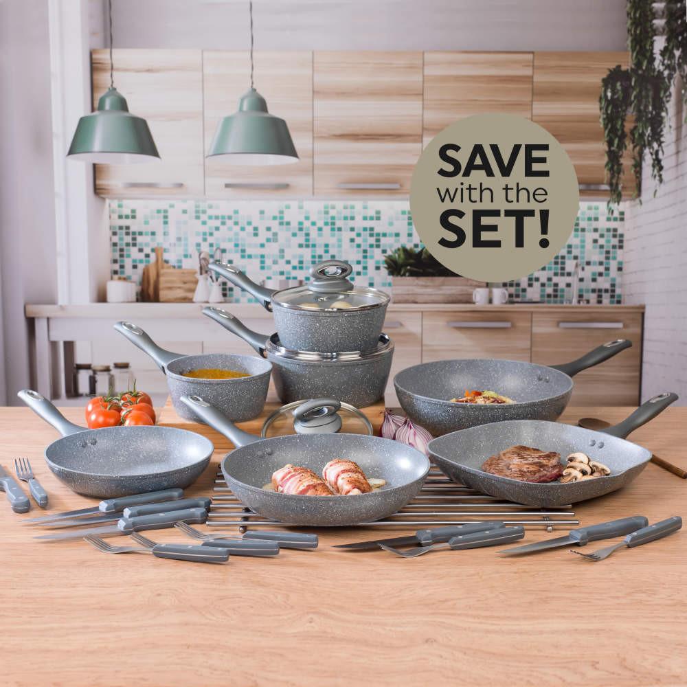 Salter Marblestone 3-Piece Frying Pan Set - 20/24/28cm