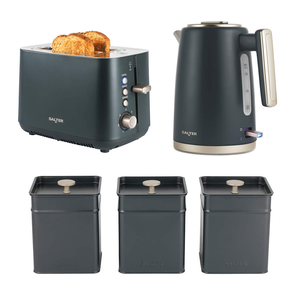salter Marino Kettle 2- Slice Toaster & Canister Set - Blue/Grey