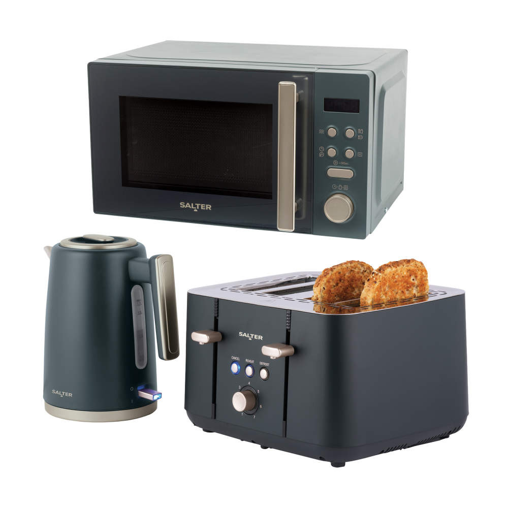 salter Marino Kettle 4-Slice Toaster & 20L Microwave - Blue