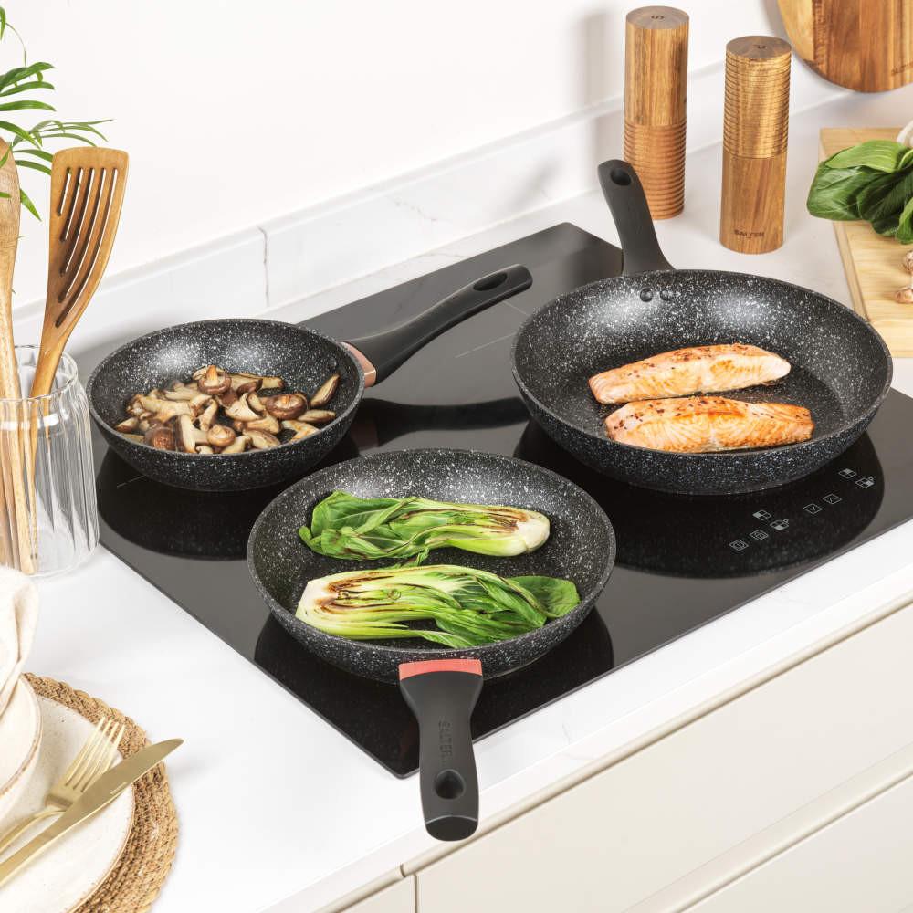 Salter Megastone Thermo Collar 3-Piece Frying Pan Set - 20/24/28cm