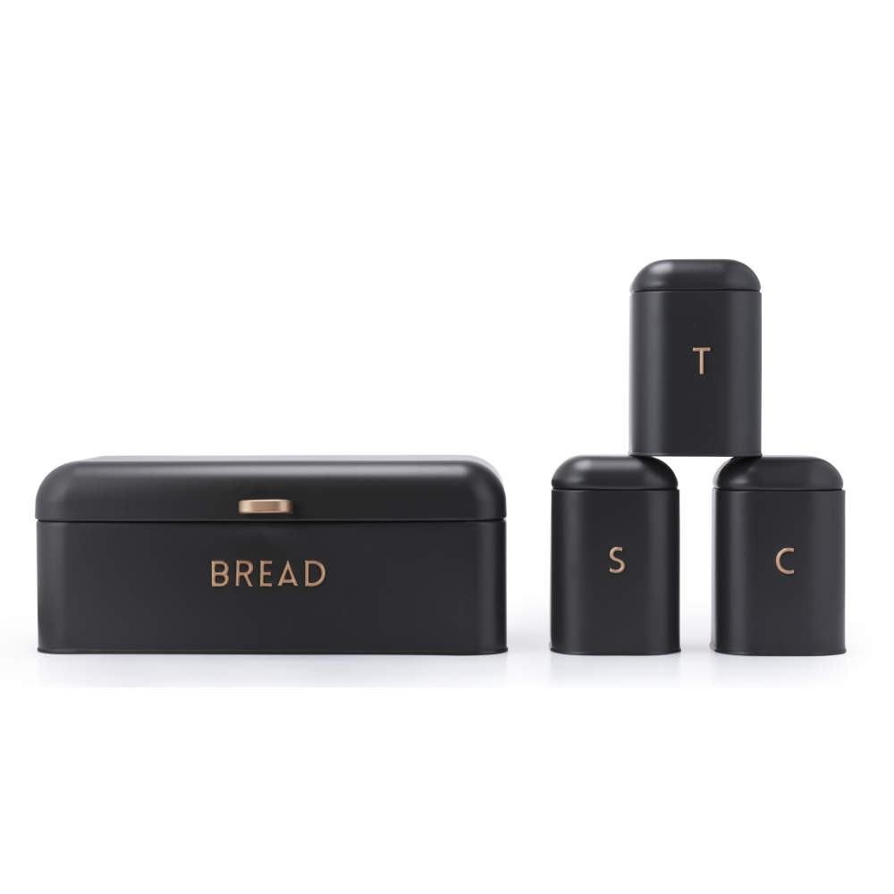 salter Pebble 4-Piece Bread Bin & Canister Set - Charcoal