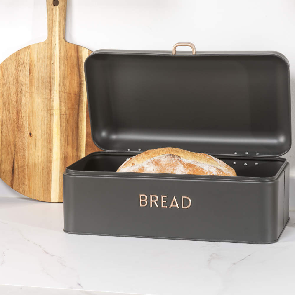 Salter Pebble Kettle 4-Slice Toaster & Bread Bin Set - Charcoal