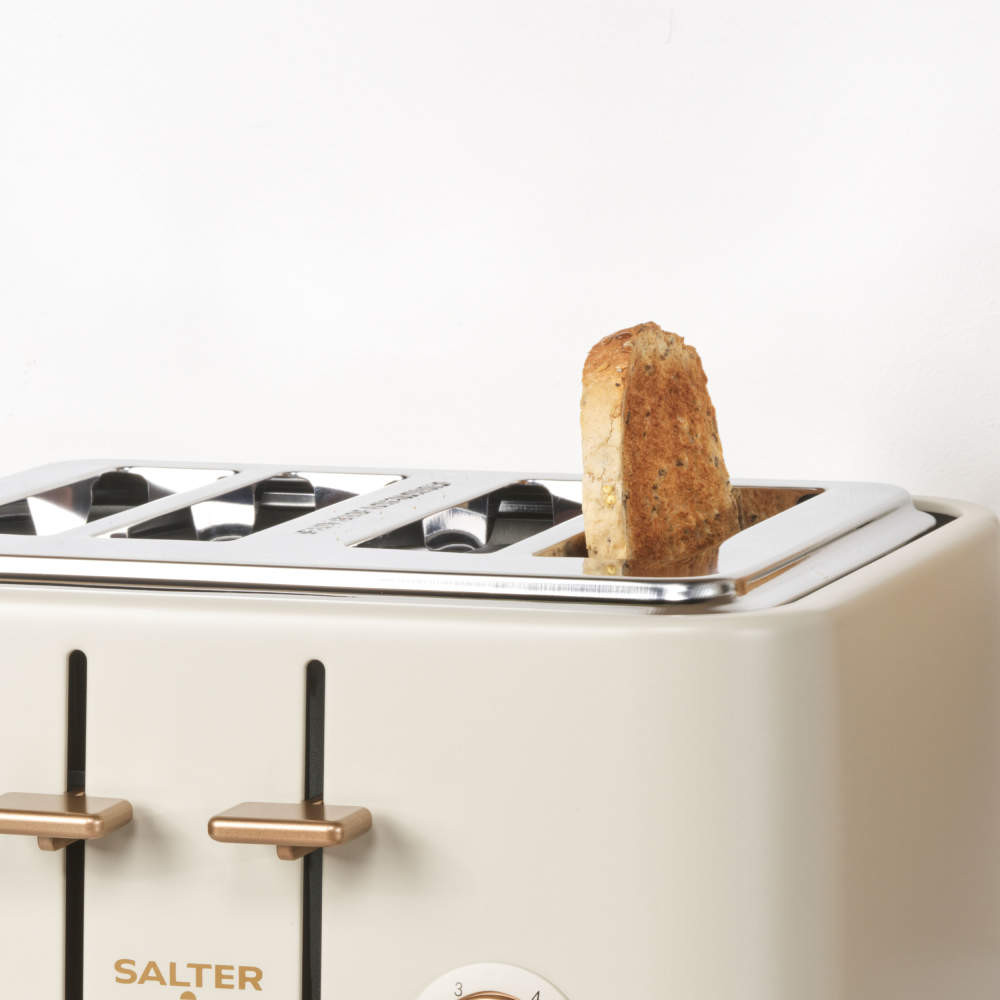 Salter Pebble Kettle 4-Slice Toaster & Bread Bin Set - Stone