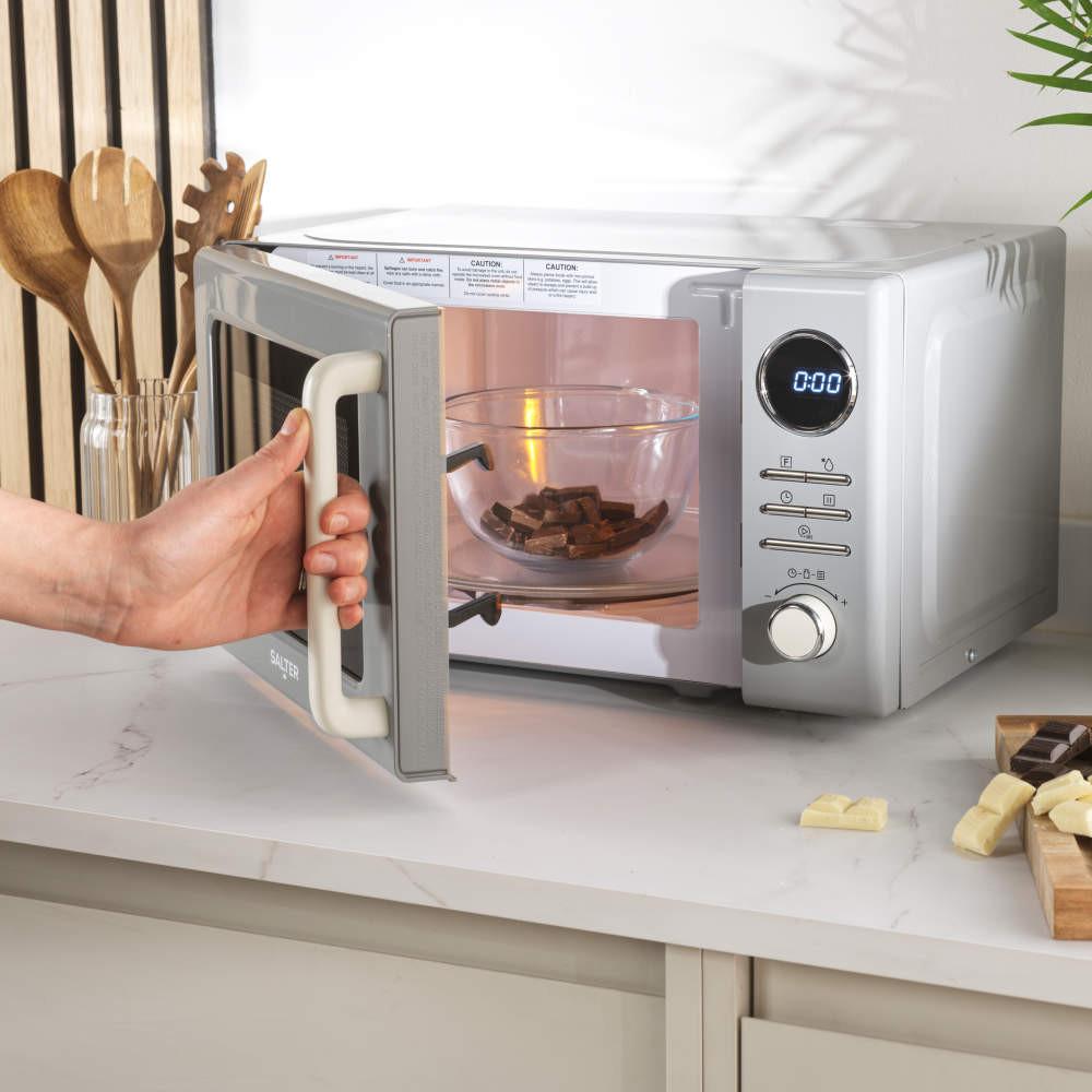 Salter Retro Grey Kettle 4-Slice Toaster & Microwave Set