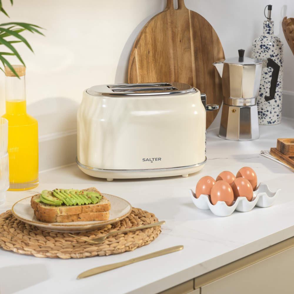 Salter Retro Kettle 2-Slice Toaster & Microwave Set – Cream