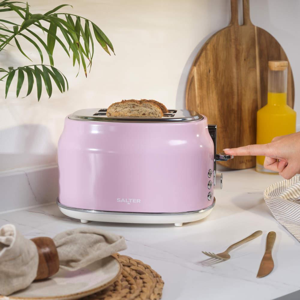 Salter Retro Pink 2 Slice Toaster Kettle & 3.5L Slow Cooker Set
