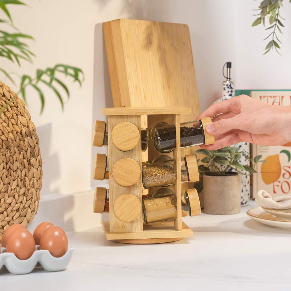 Salter Rotating Spice Rack – 12 Refillable Glass Jars