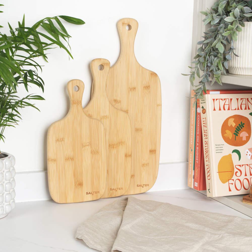 Salter 3-Piece Bamboo Paddle Chopping Board Set