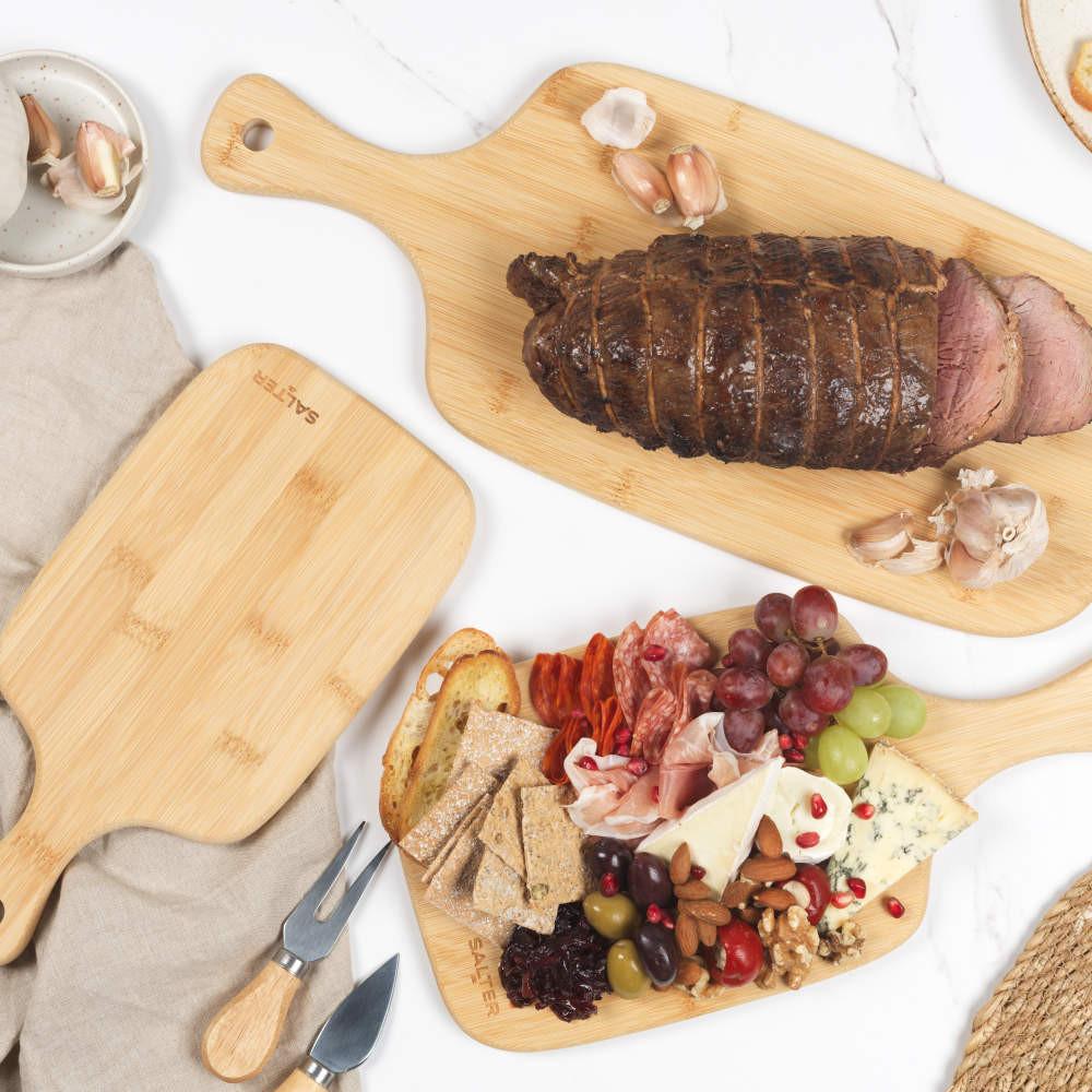 Salter 3-Piece Bamboo Paddle Chopping Board Set