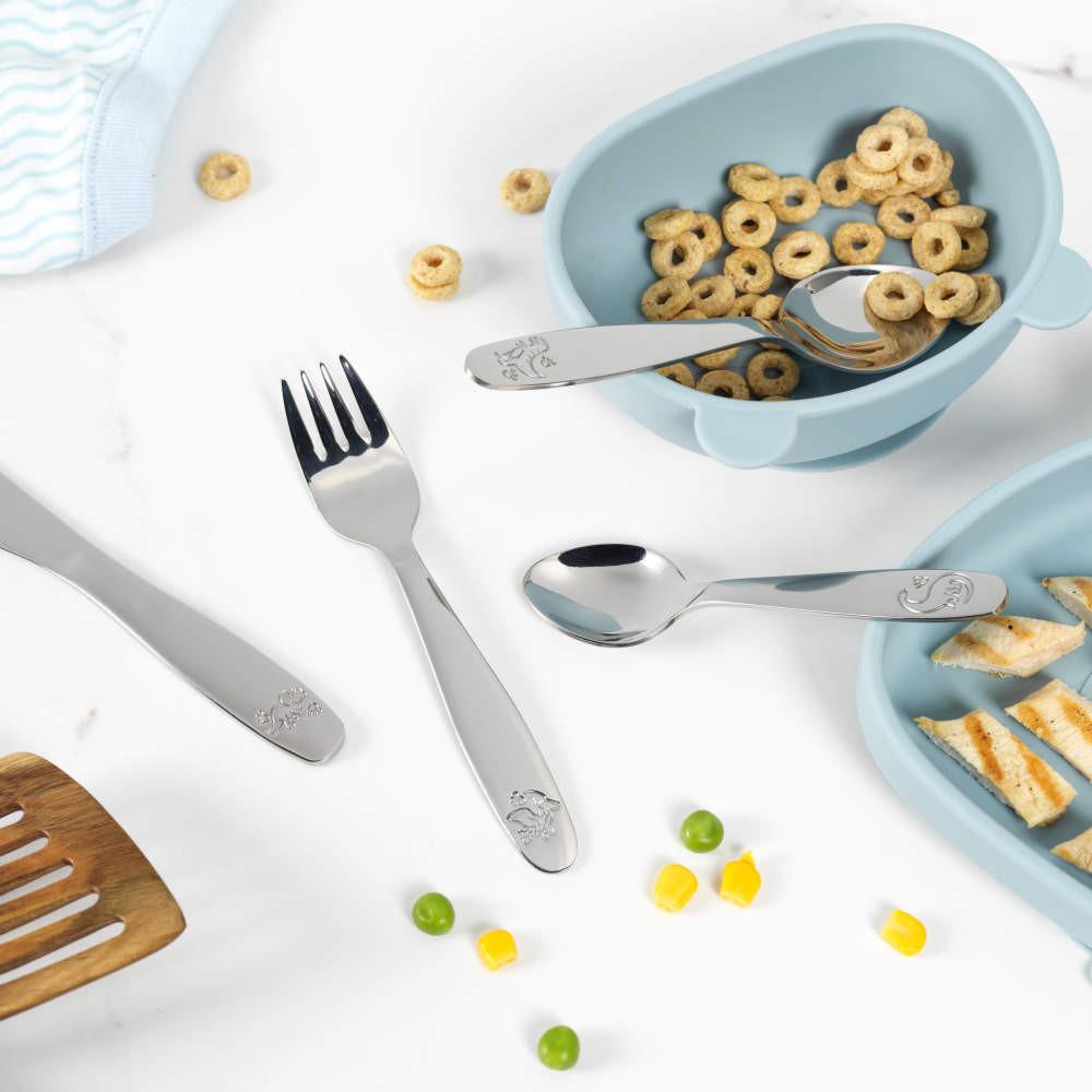 Salter 4pc Kids Cutlery Set Dinosaurs - Silver