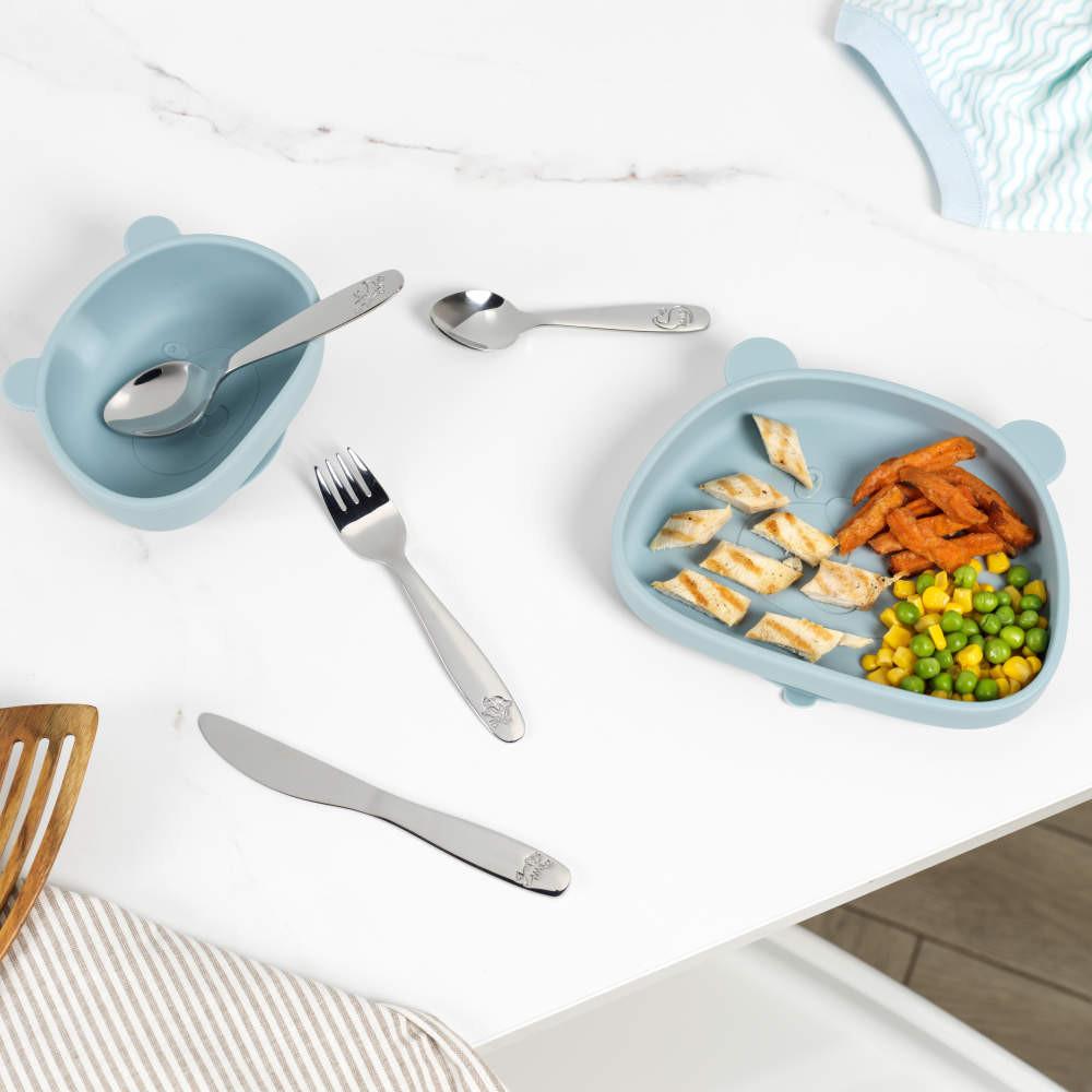 Salter 4pc Kids Cutlery Set Dinosaurs - Silver