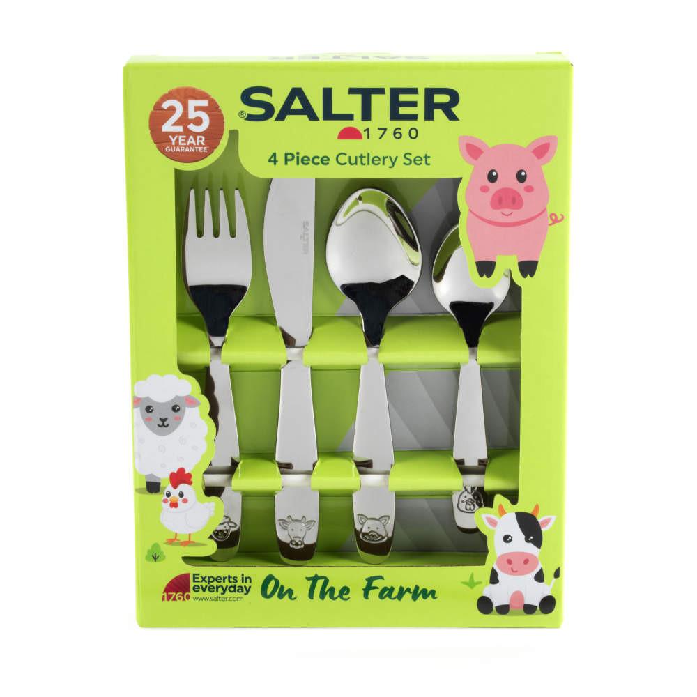 Salter 4pc Kids Cutlery Set On The Farm - Silver