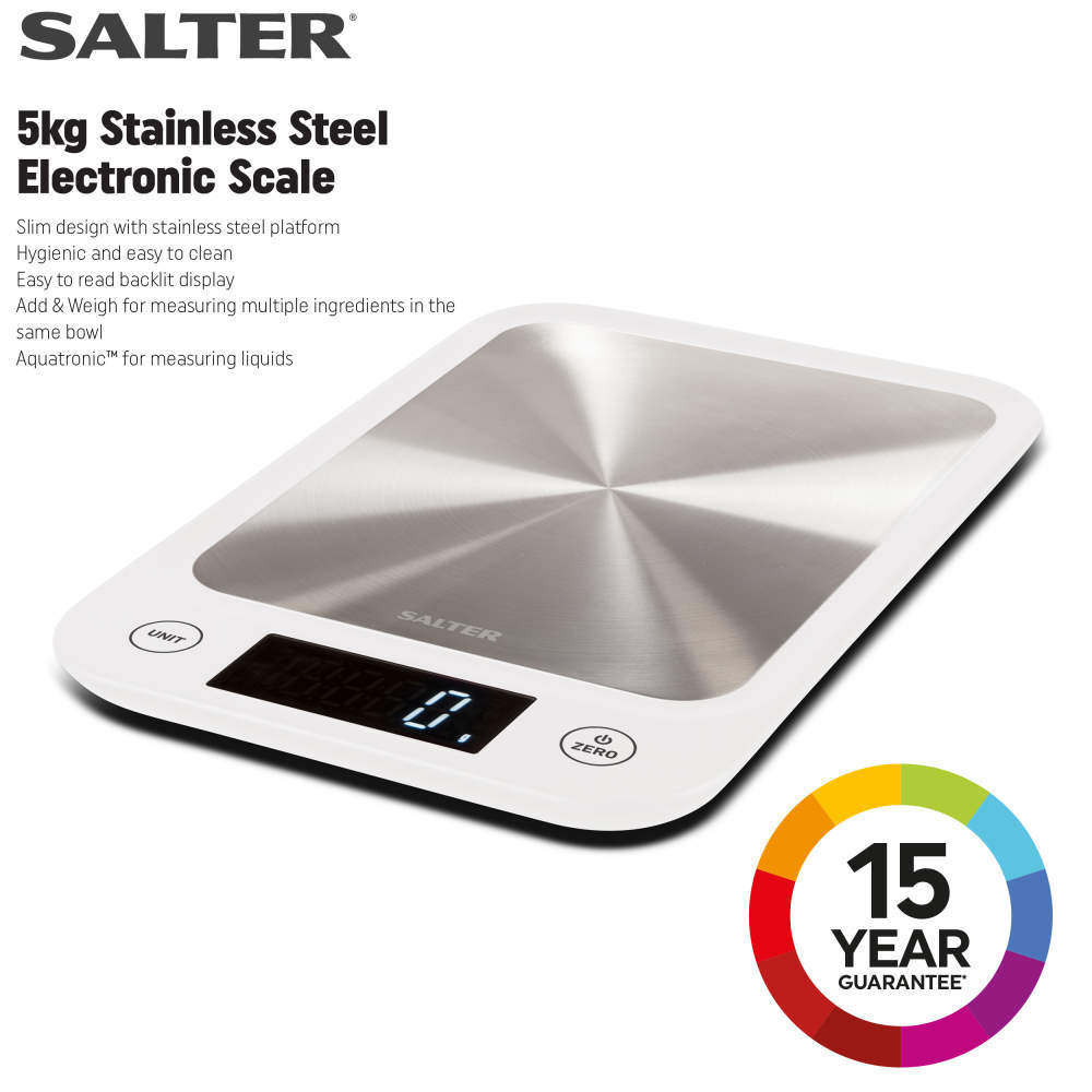 Salter 5kg Digital Kitchen Scale - White
