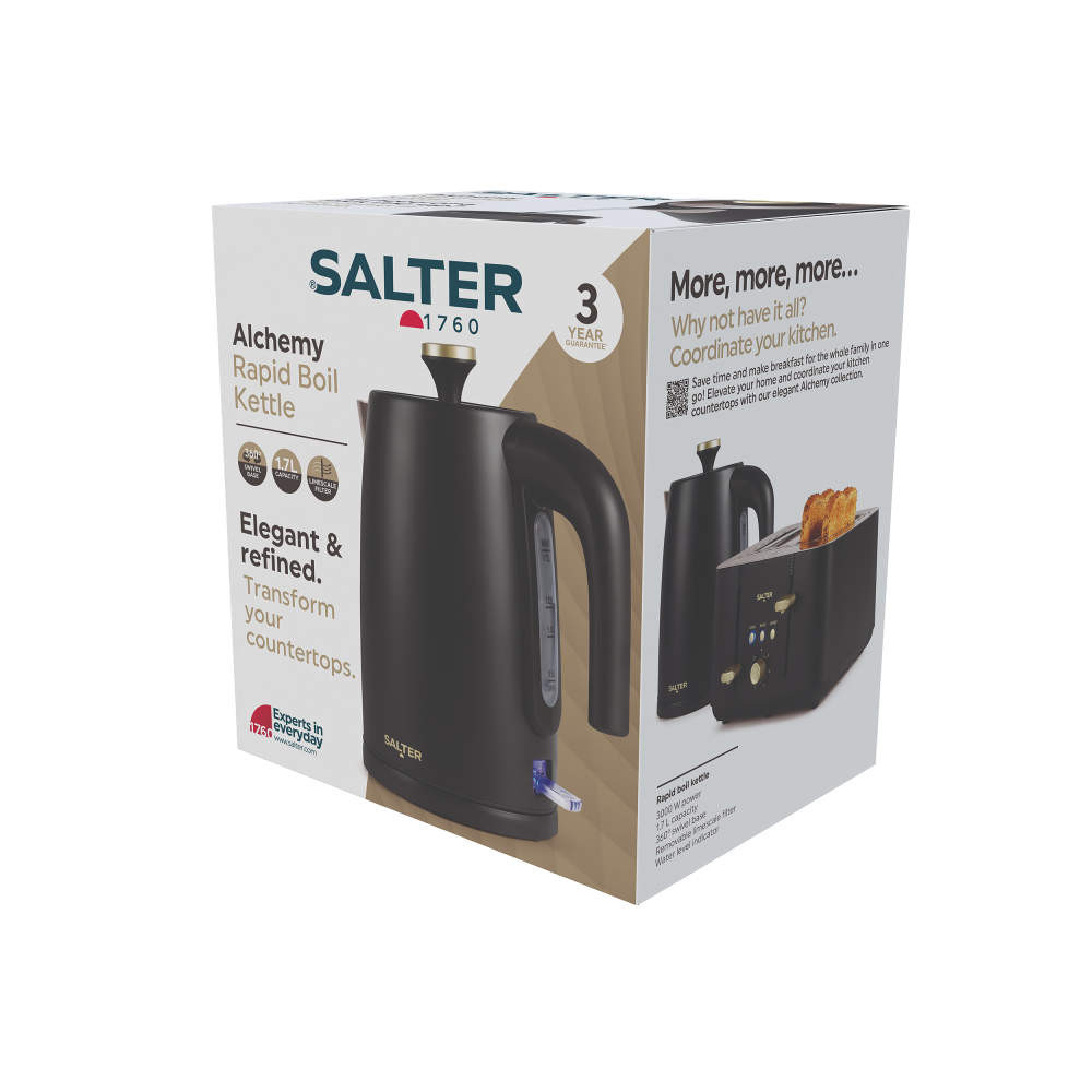 Salter Alchemy 1.7L Electric Kettle - Black/Gold