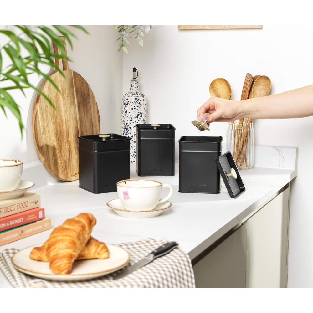 Salter Alchemy 3-Piece Canister Set – Black/Gold