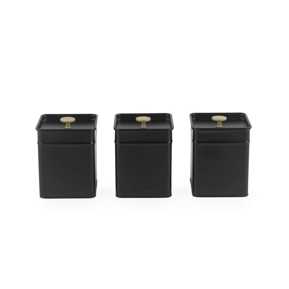 salter Alchemy 3-Piece Canister Set – Black/Gold