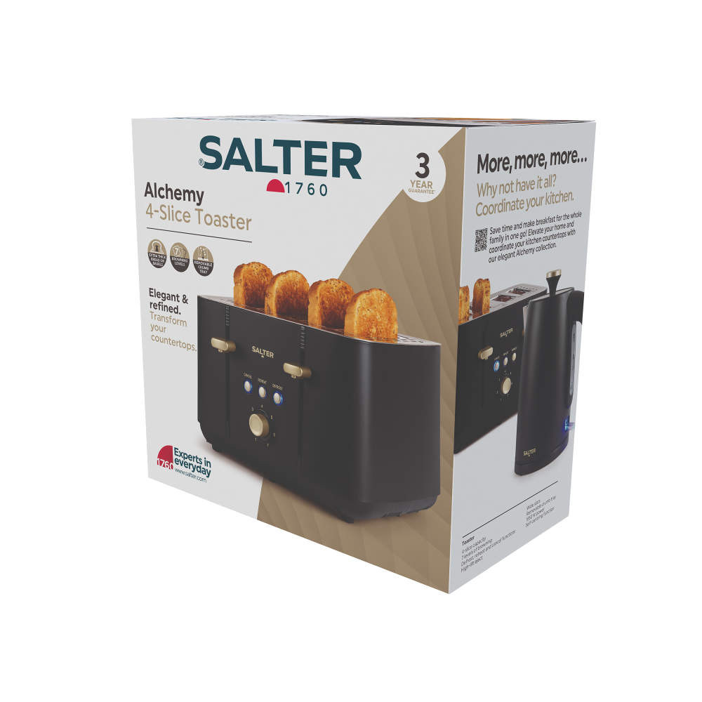 Salter Alchemy 4-Slice Toaster - Black/Gold