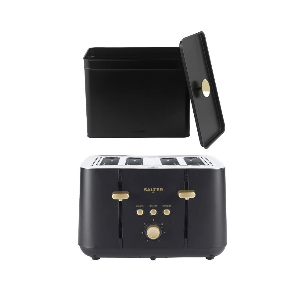 salter Alchemy Bread Bin & Toaster Set - Black/Gold