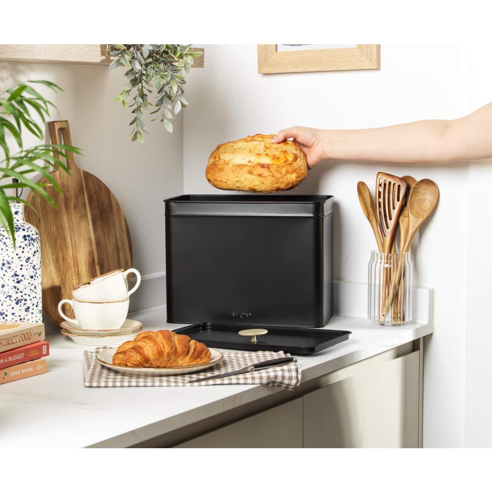 Salter Alchemy Bread Bin With Lid – Black/Gold