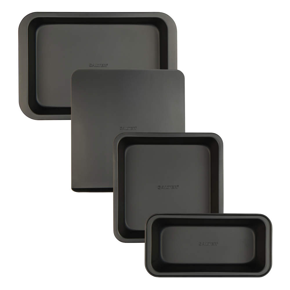salter Bakes 4pc Bakeware Set - Non-Stick - Black