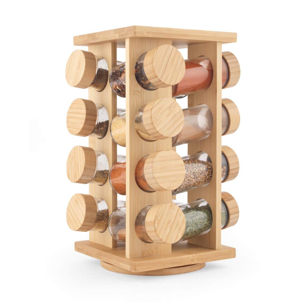 salter Bamboo Rotating Spice Rack & 16 Glass Jars