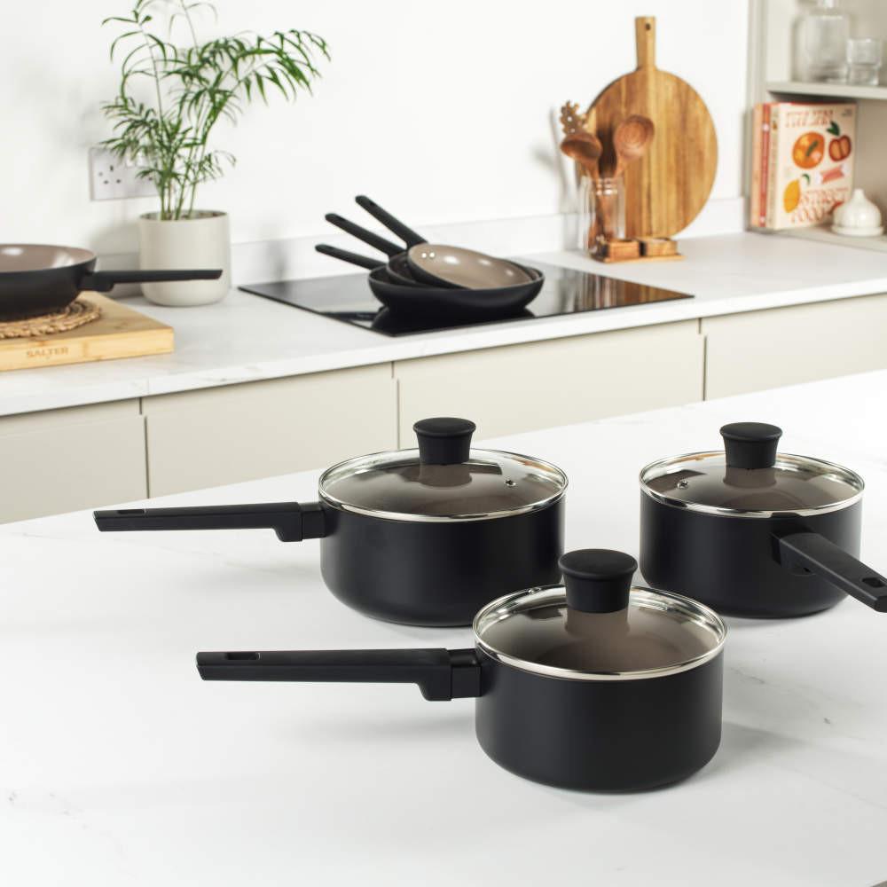 Salter Ceramic 3-Piece Saucepan Set