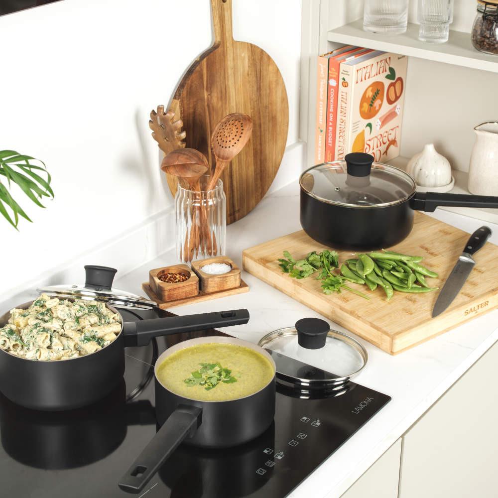 Salter Ceramic 3-Piece Saucepan Set