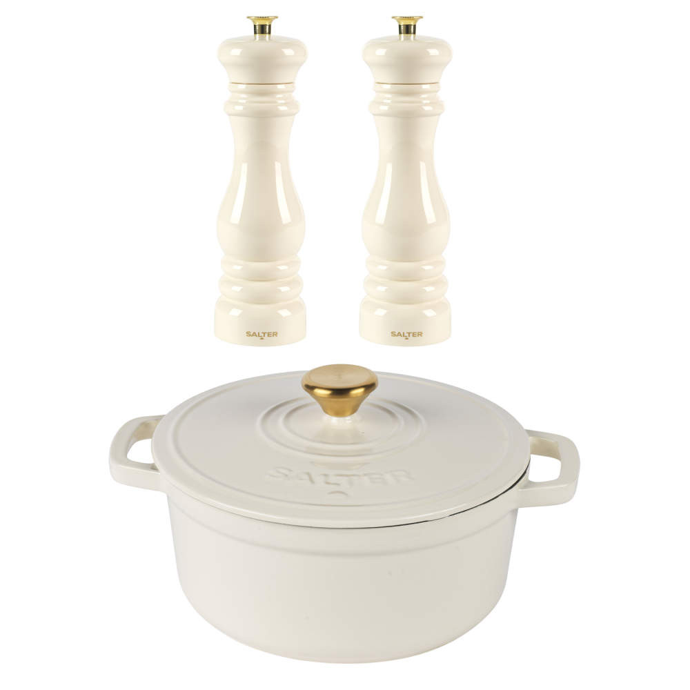 salter Chester Cream Casserole Pot & Mills - PFAS-Free