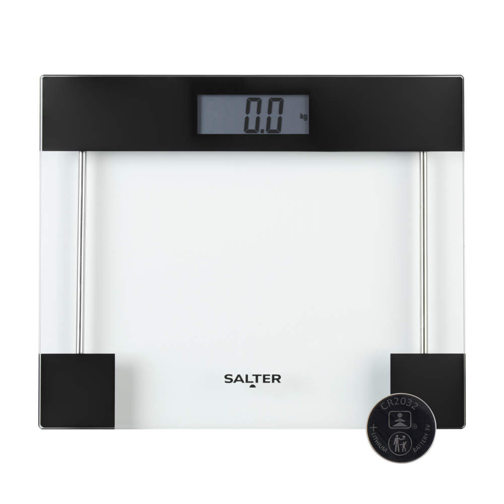 salter Clear Glass Digital Bathroom Scale – Black