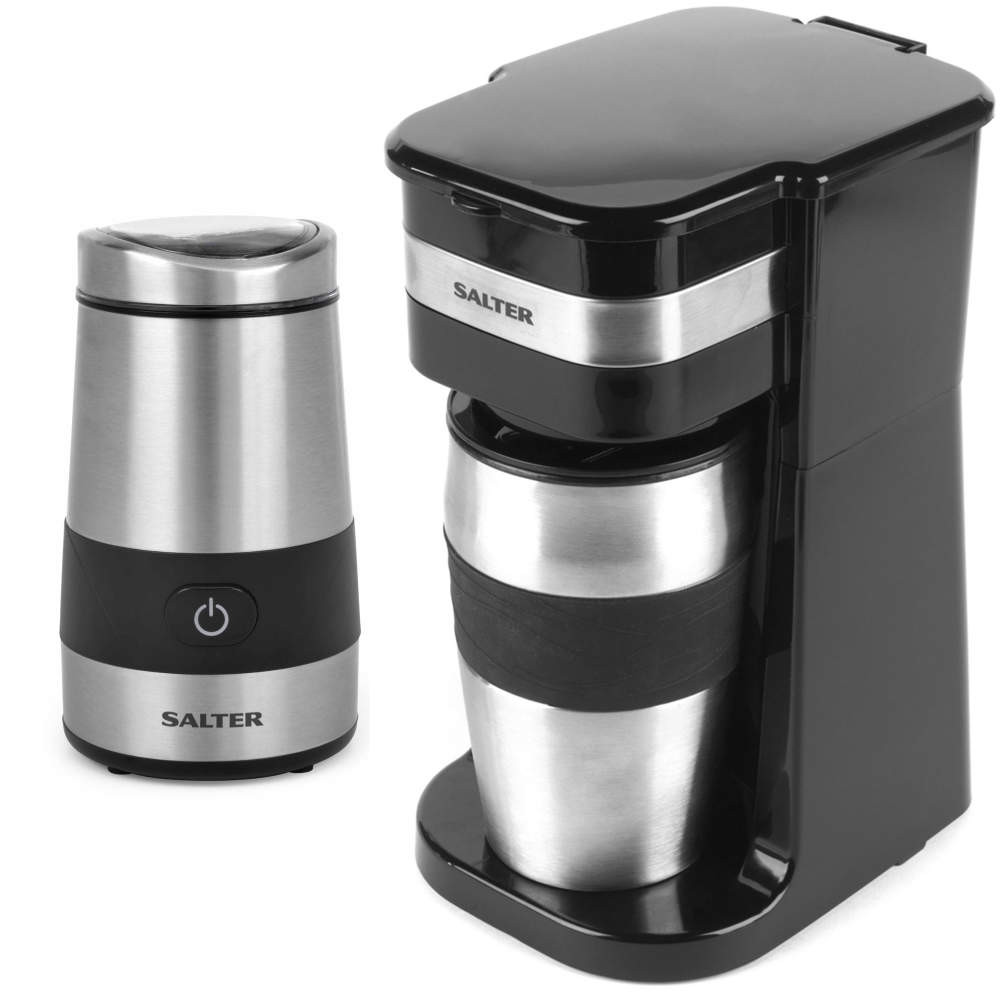 salter Coffee Maker to Go & Electric Grinder Set