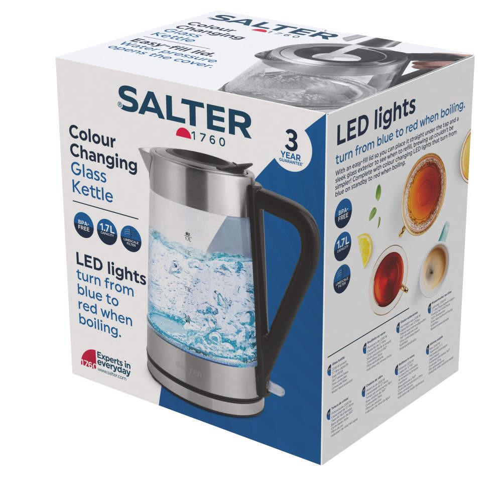 Salter Colour Changing 1.7L Glass Kettle