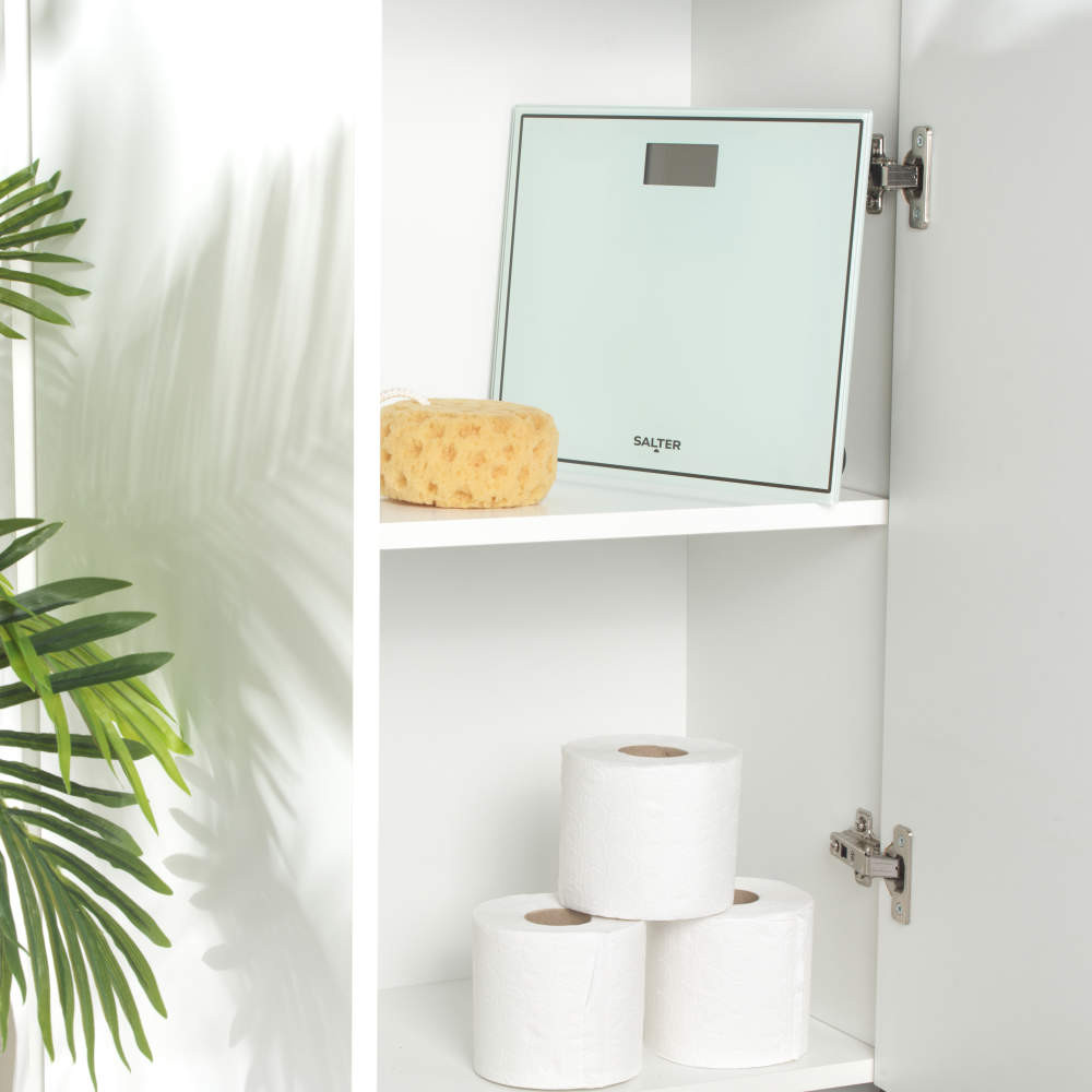 Salter Compact Glass Digital Bathroom Scale - White