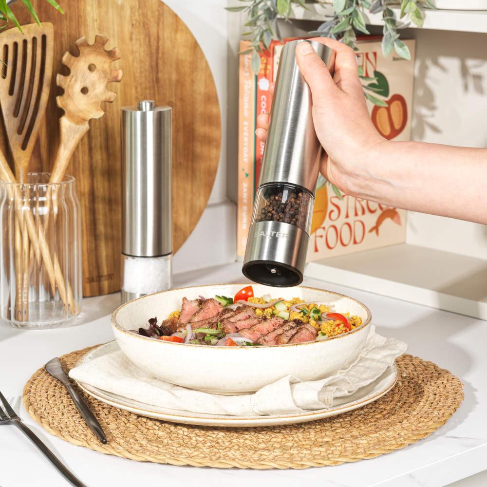 Salter Electric Salt & Pepper Mills - Stainless Steel