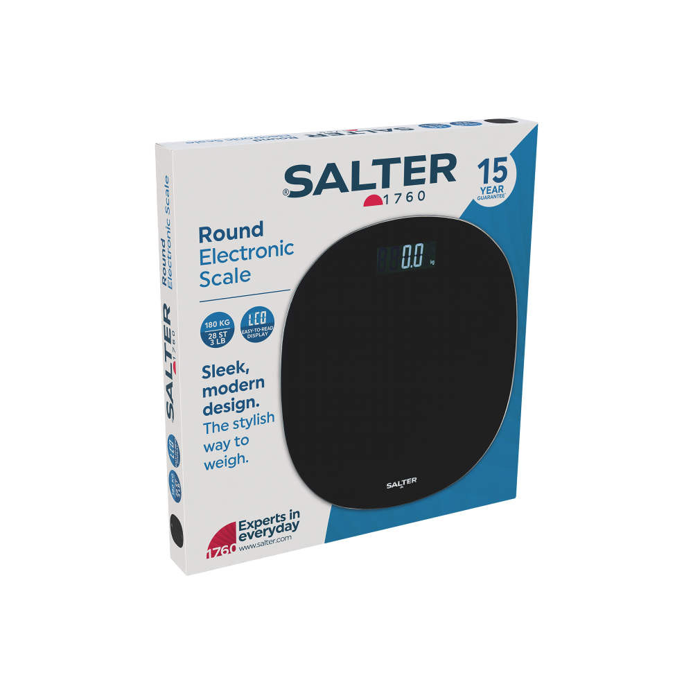 Salter Electronic Round Bathroom Scale – Black