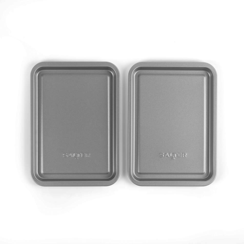 Salter Essentials 2-Piece Baking Tray Set – Silver
