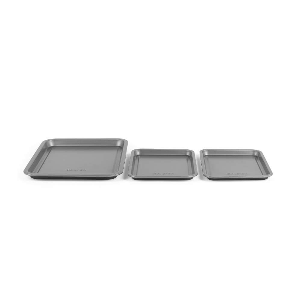 Salter Essentials 3-Piece Baking Tray Set – Silver