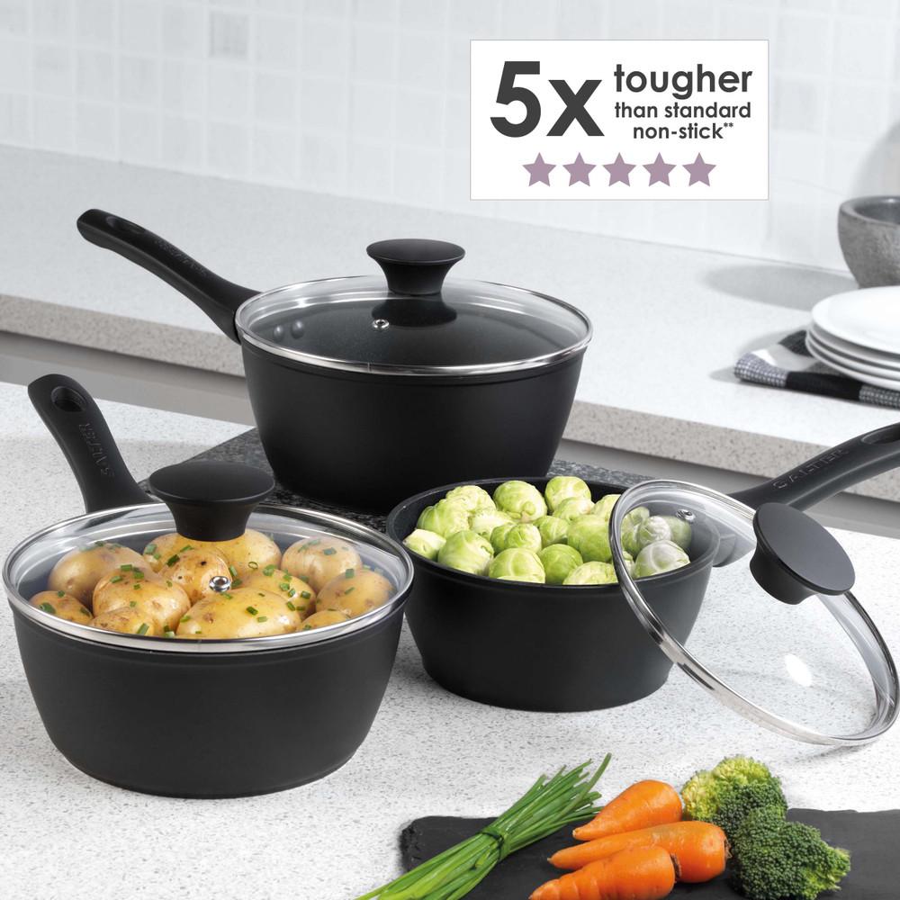 Salter Geo Hex 3-Piece Saucepan Set