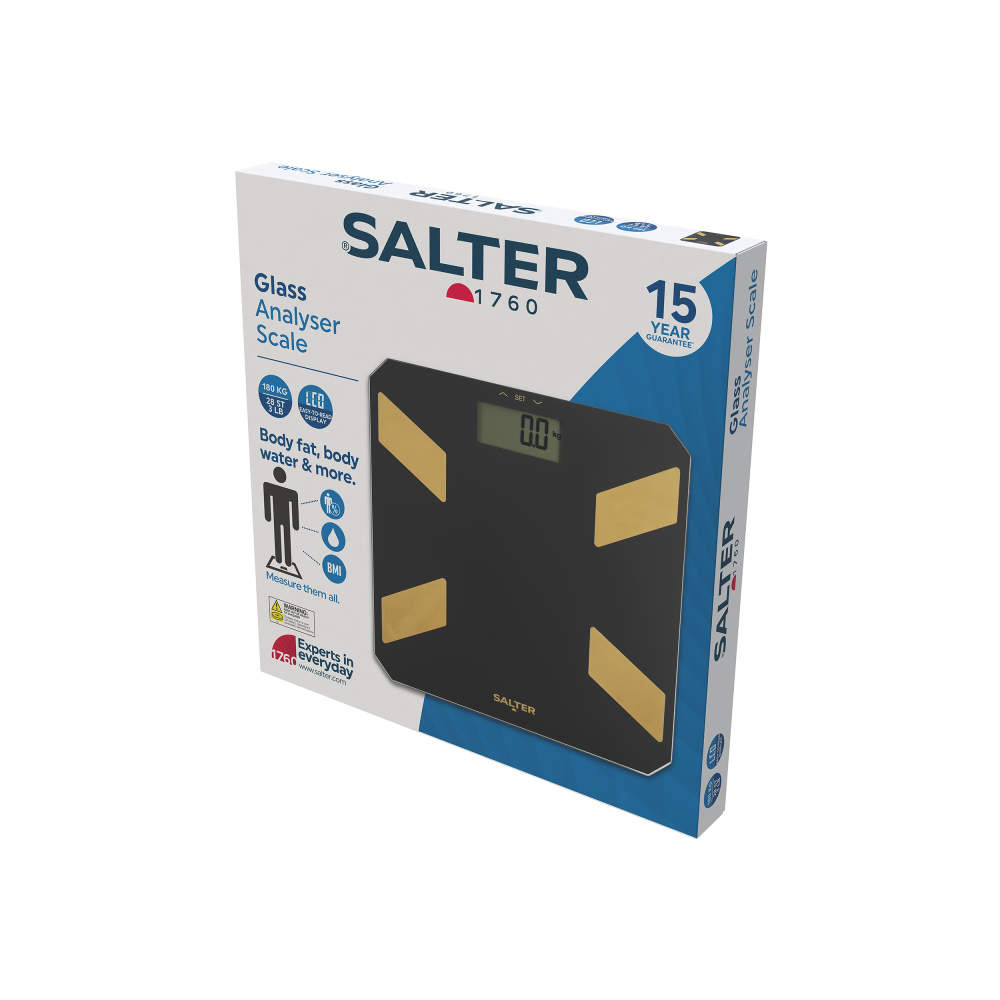 Salter Glass Analyser Bathroom Scale - Black/Gold