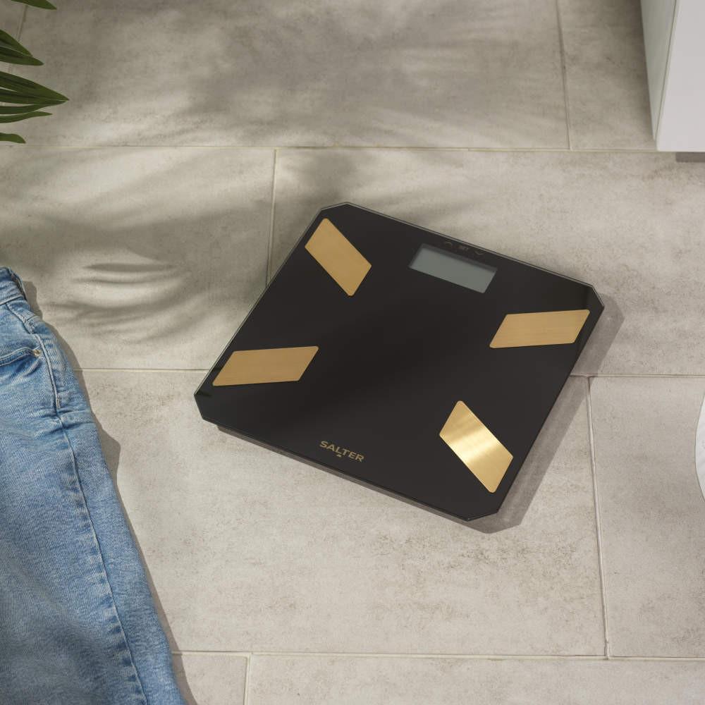 Salter Glass Analyser Bathroom Scale - Black/Gold