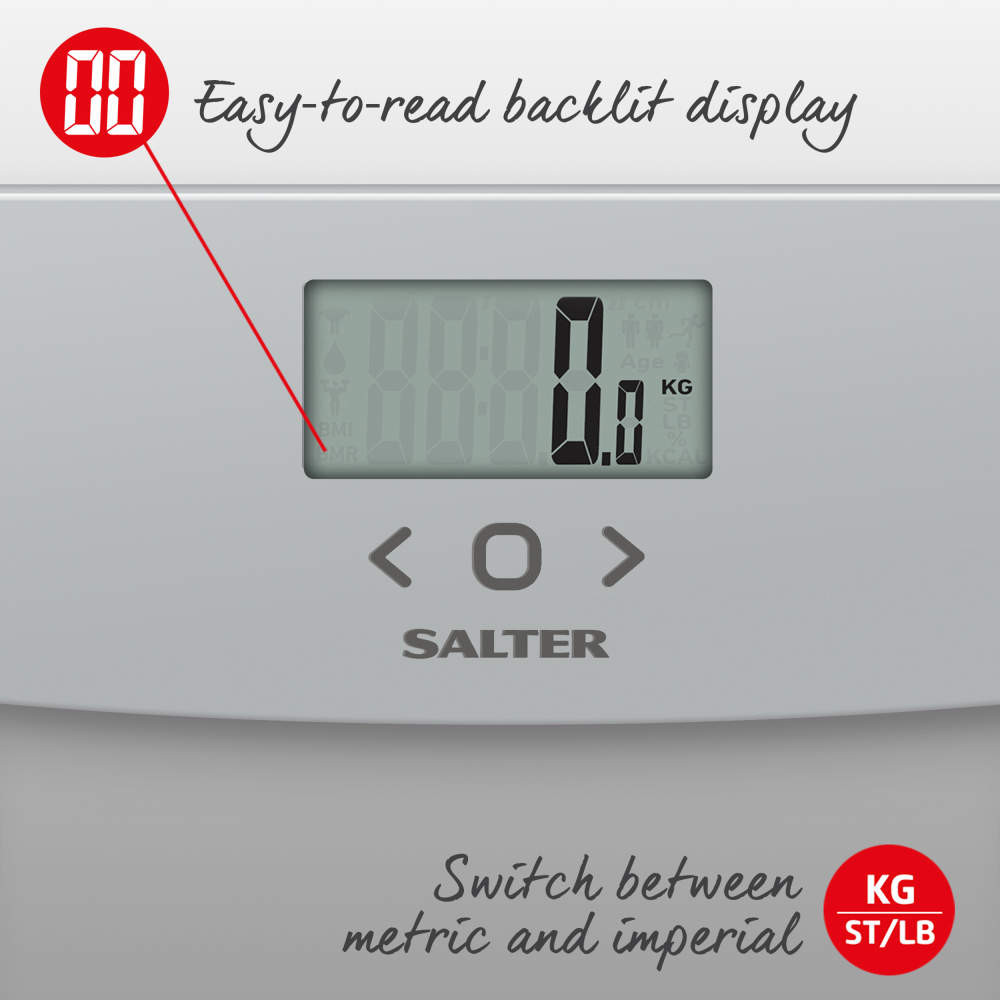 Salter Glass Analyser Bathroom Scale - Grey