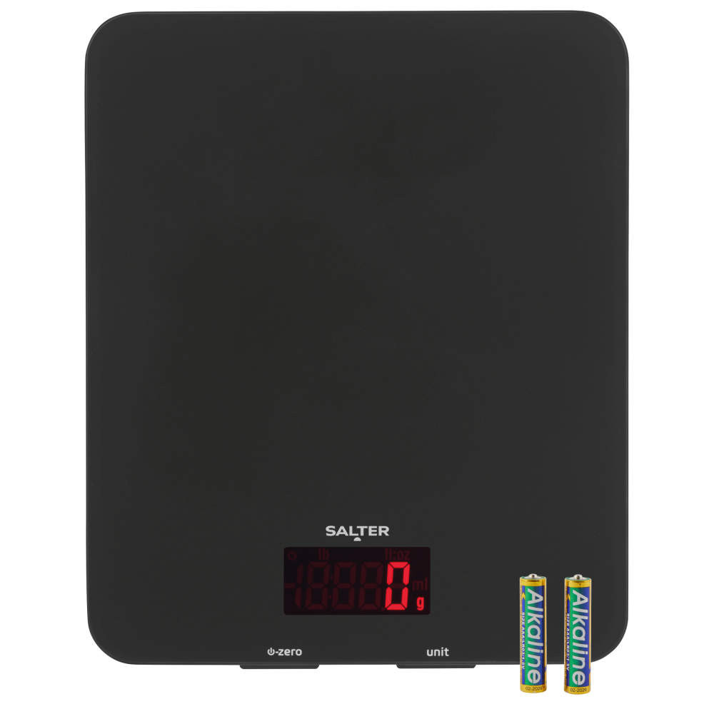 salter Glass Digital Kitchen Scale 5kg - Black