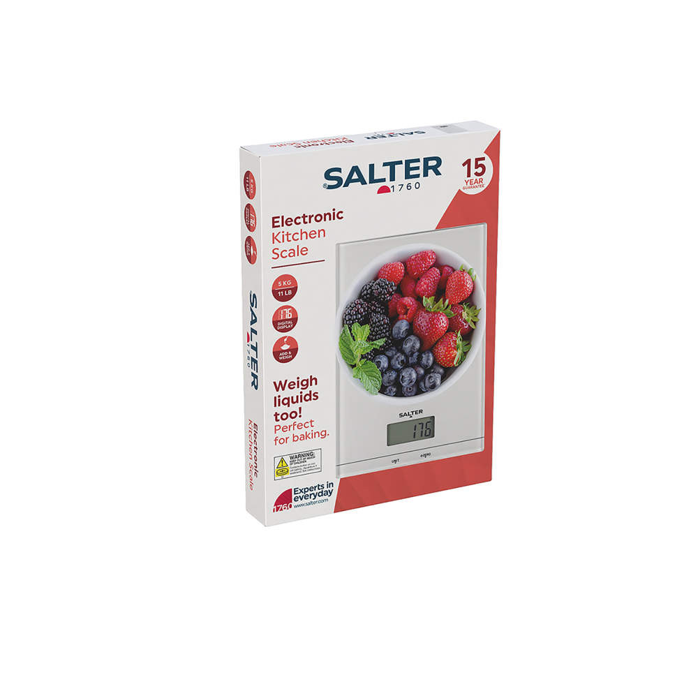 Salter Glass Digital Kitchen Scale – White