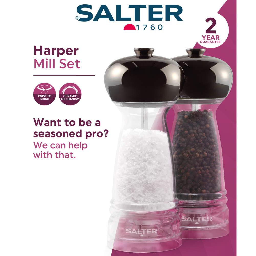 Salter Harper Mill Set - Clear/Grey