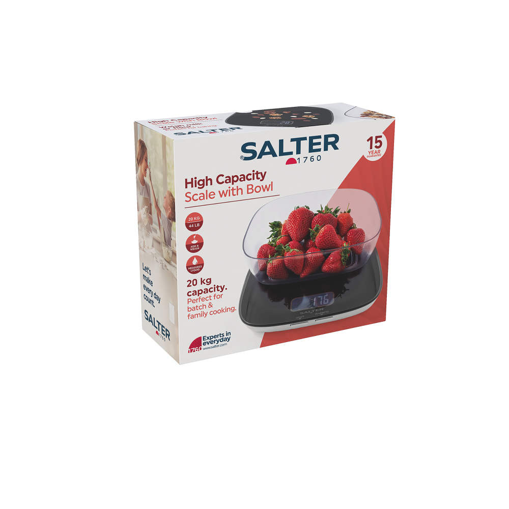 Salter High-Capacity Kitchen Scale With Bowl – Black