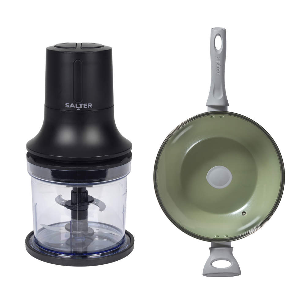 salter Kuro Food Chopper & Earth Wok Set